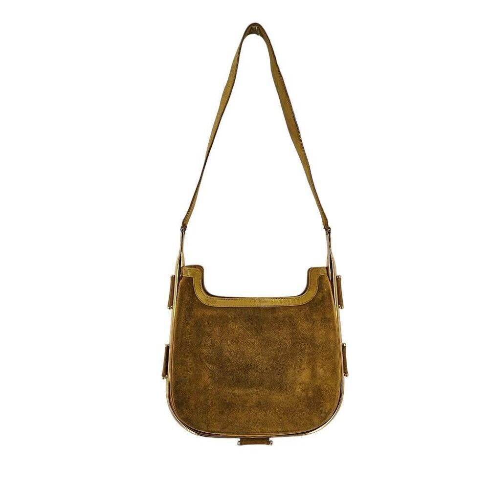 Very Rare Tan Vintage Gucci Collector Bag with Gold Wrap Around Bar Hardware - Picture 4 of 12